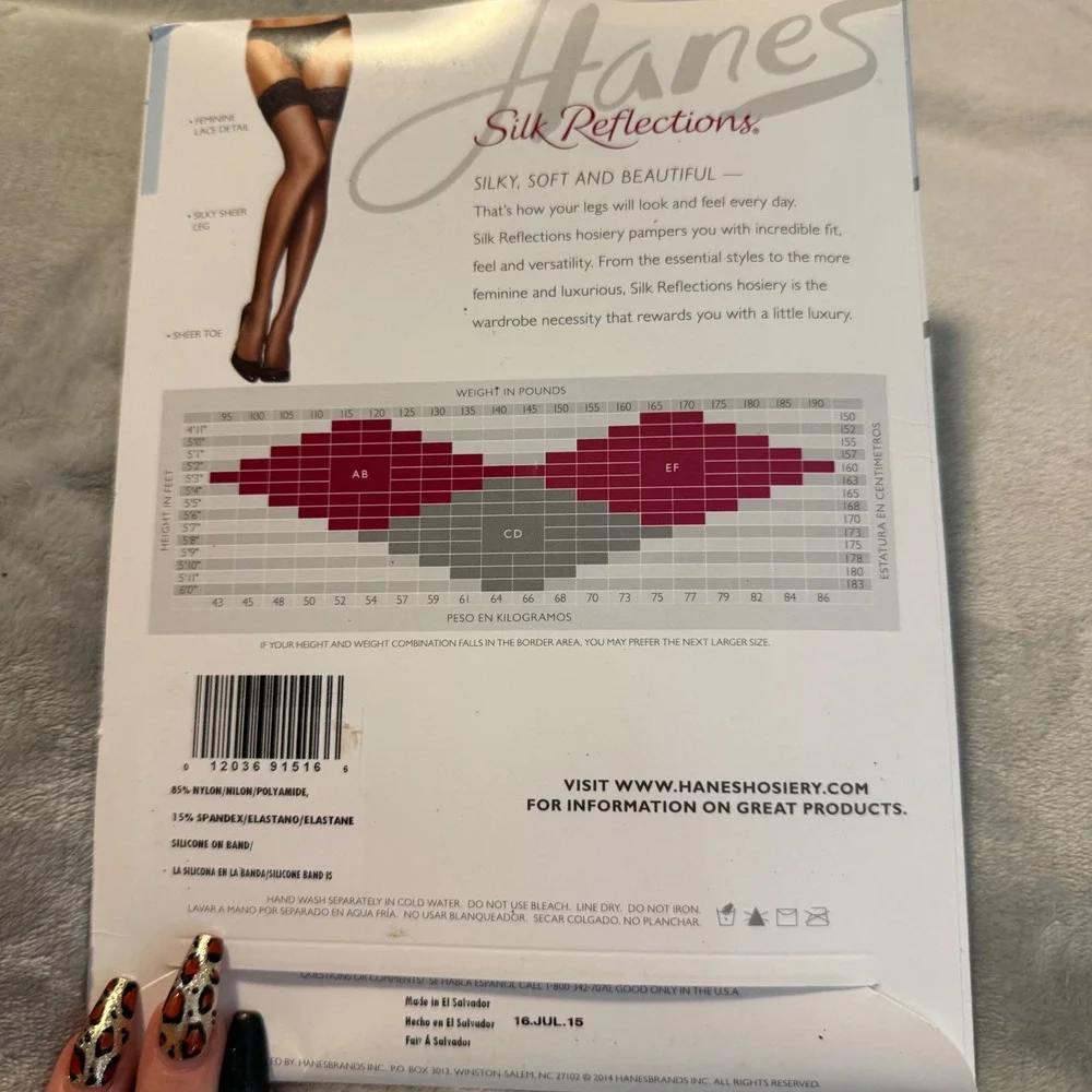 Hanes‎ Silk Reflections Lace Top Thigh Highs EF Jet Sheer Toe NIP
